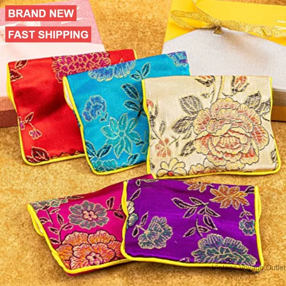 15 Pack Travel Jewelry Organizer Case Silk Pouch Buckle Zipper Closure